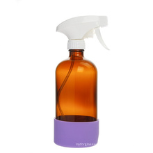 Clear Amber Reusable Cleaning Glass Spray Bottle with Silicone Sleeve and packaged box